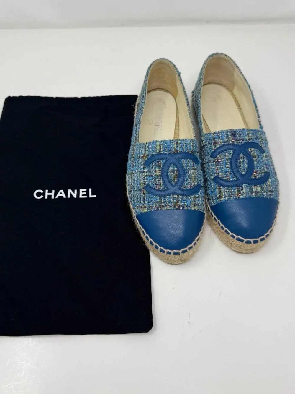 Chanel Espadrilles Blue Tweed